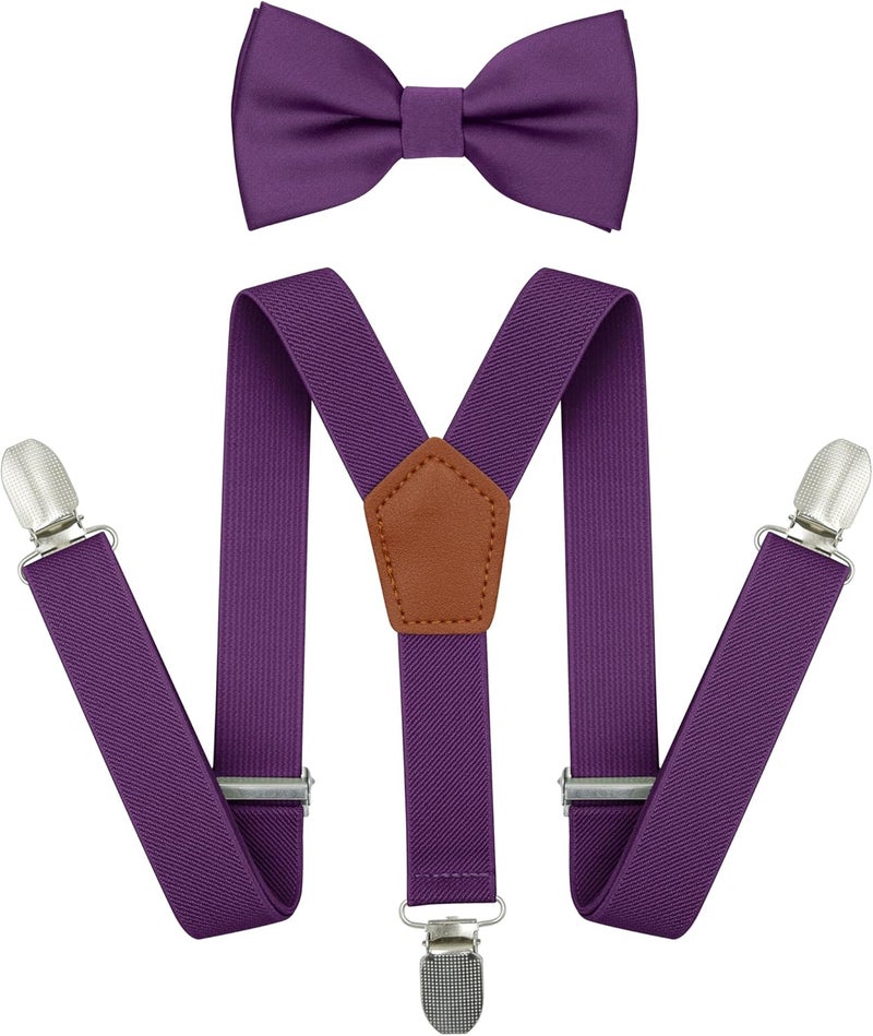BEWDIO Adjustable Baby Boy Suspenders and Bow Tie, Pre-tied Kids Bowtie and Elastic Suspenders with 4 Strong Metal Clips - Image 1